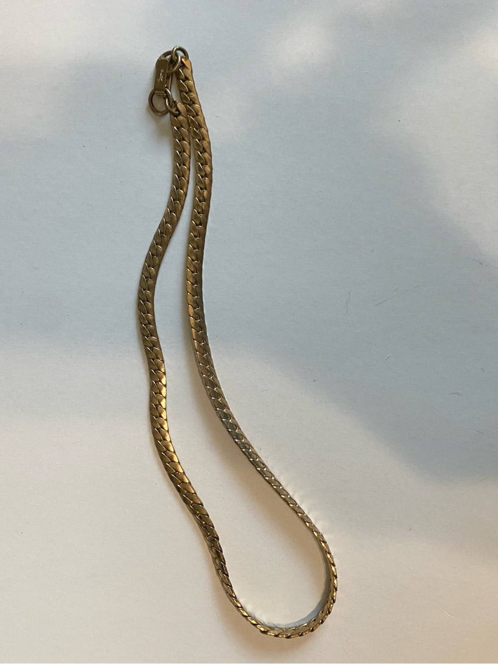 Gold-Tone Women’s Herringbone Chain Necklace “Coro” Snake Chain 16 1/2 inches